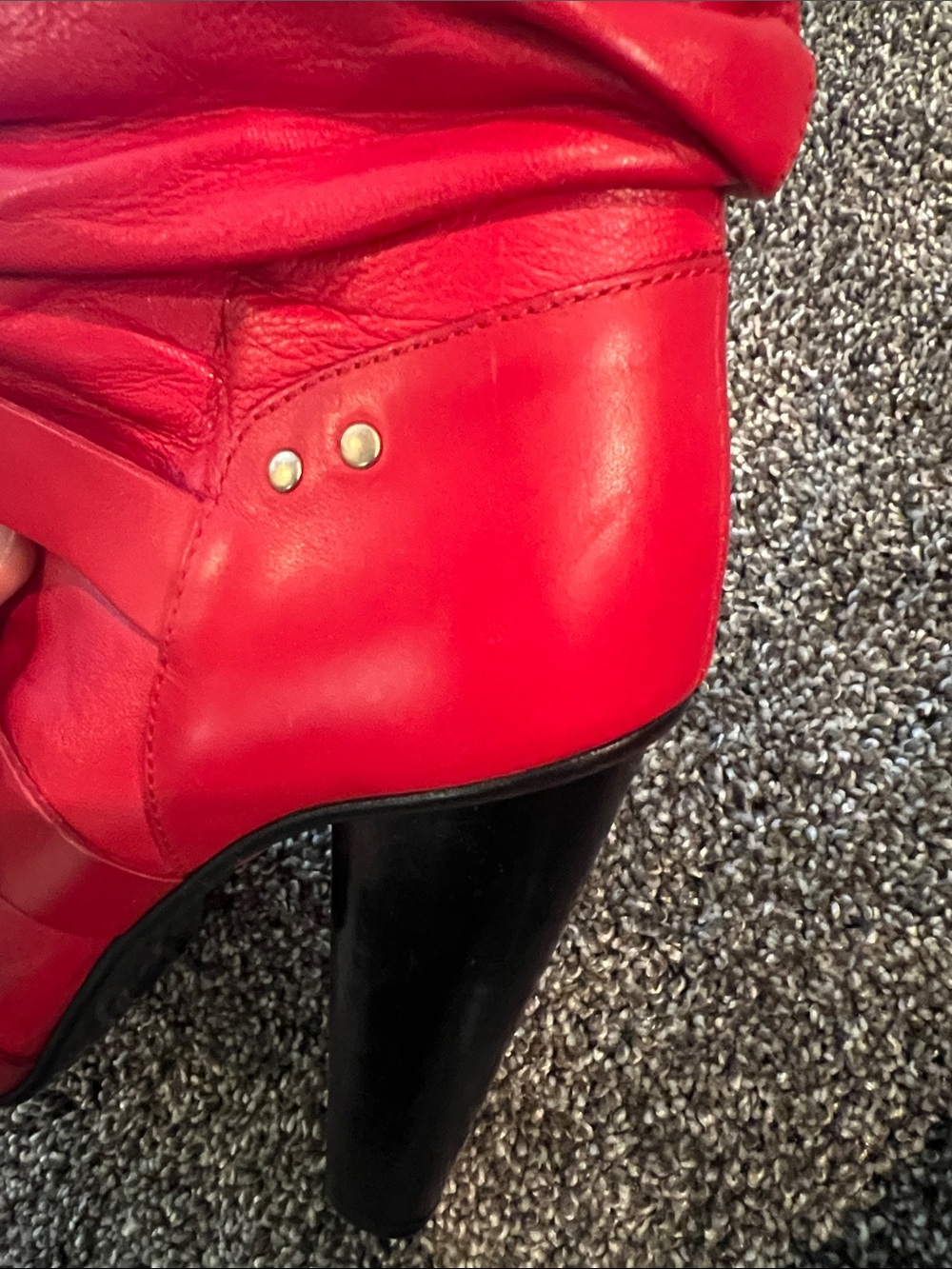 Versace Red Platform Ankle Booties with Stud Details - Picture 8 of 8